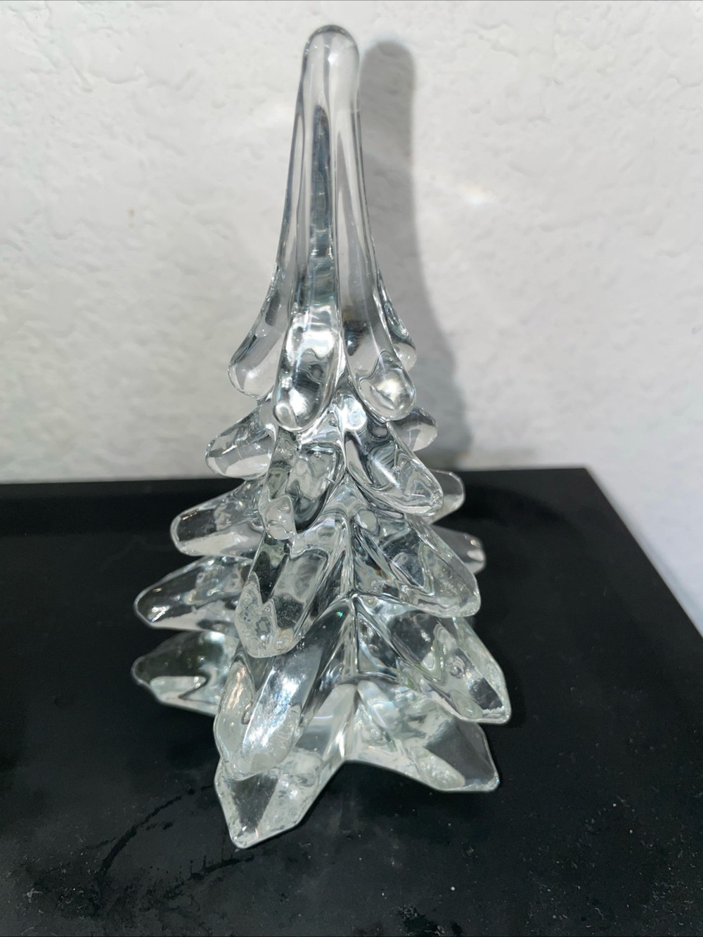 VTG Clear Glass Christmas Tree Paperweight Figurine  5 3/4" Tall Decorative